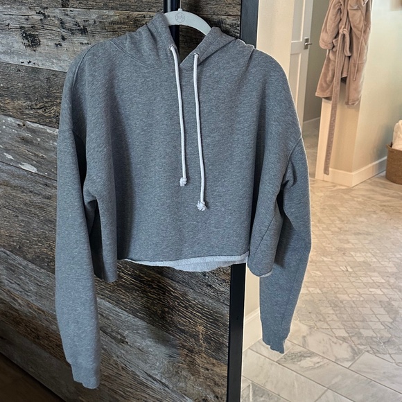 Wild Fable Cropped Hooded Sweatshirt in Heather Gray - Picture 2 of 8